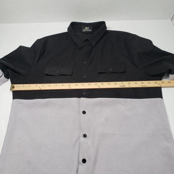 Go Destination Casual Button-Up Shirt Mens Large Gray Black Two Tone Long Sleeve - Picture 4 of 16